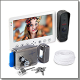 Комплект: цветной видеодомофон HDcom W715 и электромеханический замок Anxing Lock-AX091